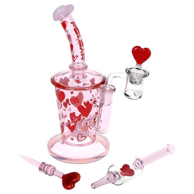 Pulsar Valentine’s Love Hearts Glass Dab Rig Set