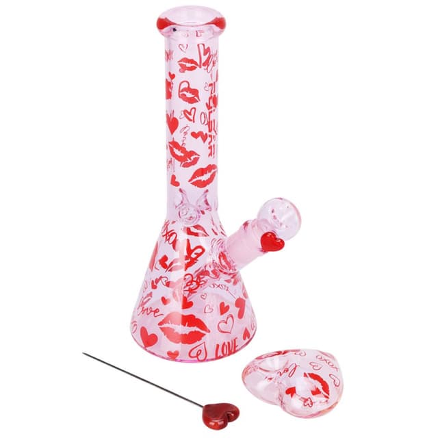 Pulsar Valentine’s XOXO Glass Beaker Water Pipe & Hand Pipe Set